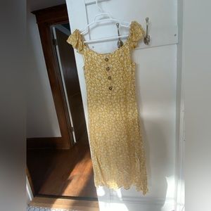 NWOT MIDI length sundress yellow with flowers